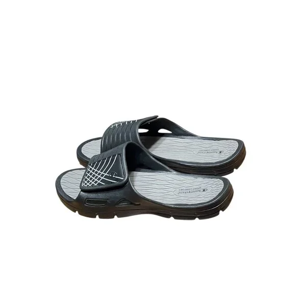Champion Sport Comfort Slides Black/Gray Mens Size 15 Open Toe Sandals Non-Marki - Picture 1 of 10